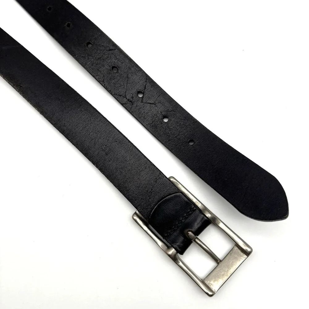 Vintage 90s J. Crew Black Genuine Leather Unisex Belt 26-32
